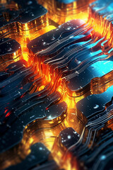 Leinwandbilder - A digital composition of abstract shapes and textures resembling electrical currents, illustrating the concept of clear energy in a visually captivating way.  Generative AI technology.