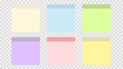 set posit of colorful realistic sticky note paper, isolated on transparent background , illustration Vector EPS 10