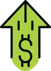 Poster - Increase dollar icon. Outline Increase dollar vector icon for web design isolated on white background color flat