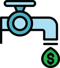Poster - Laundry money tap icon. Outline Laundry money tap vector icon for web design isolated on white background color flat