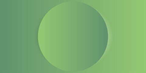Poster - Abstract Geometric Green Colored Gradient Background - Large Lit Circle, 3D Globe in the Center - Wide Scale Vector Illustration, Multi Purpose Template with Copyspace, Place for Your Text