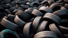 Old Car Tires For Recycling. Generative AI