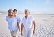 © Alexis Scholtz/peopleimages.com - Family, grandparents laughing and child on beach, travel and piggyback, love and vacation with mockup space. Senior people with boy, funny conversation with tourism in Mexico and bonding together