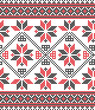 Red and black Christmas pattern, ethnic Lemko pattern