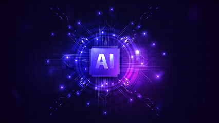 artificial intelligence computer database concept. modern cpu illustration . tech futuristic templat