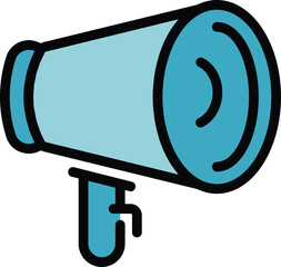 Poster - Advertising megaphone icon. Outline Advertising megaphone vector icon for web design isolated on white background color flat