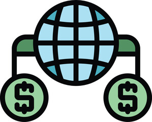 Poster - Global bank reserves icon. Outline Global bank reserves vector icon for web design isolated on white background color flat