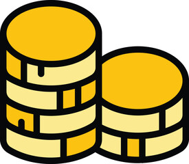 Poster - Coins stack icon. Outline Coins stack vector icon for web design isolated on white background color flat