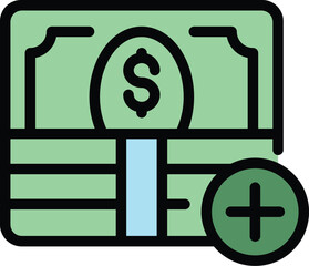 Poster - Cash pack icon. Outline Cash pack vector icon for web design isolated on white background color flat