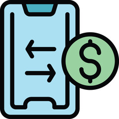 Poster - Smartphone cash icon. Outline Smartphone cash vector icon for web design isolated on white background color flat