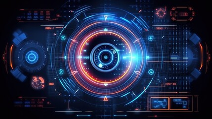 Leinwandbilder - Futuristic interface hud design.Hud,GUI for game background design. Technology background. Digital data. Generative AI