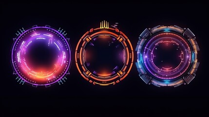 Poster - Set automatic sighting AIM. Hud,GUI for game background design. Technology background. Digital data. Generative AI