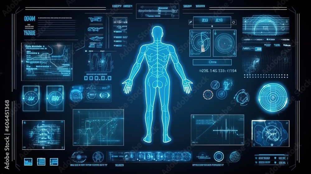 Human body low poly wireframe. Hud,GUI for game background design ...