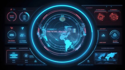 Poster - Set automatic sighting AIM. Hud,GUI for game background design. Technology background. Digital data. Generative AI