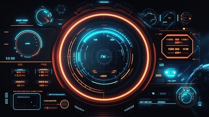 Aufkleber - Futuristic download progress bar HUD. Hud,GUI for game background design. Technology background. Digital data. Generative AI