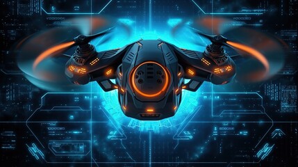 Wall Mural - Futuristic drone background.Hud,GUI for game background design. Technology background. Digital data. Generative AI