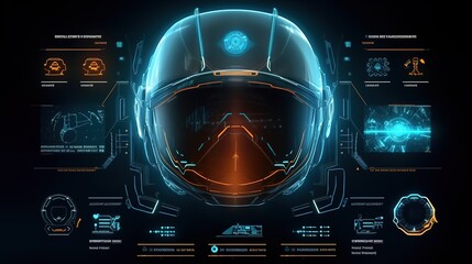 Aufkleber - Cyberspace Virtual reality in HUD, GUI style. Hud,GUI for game background design. Technology background. Digital data. Generative AI