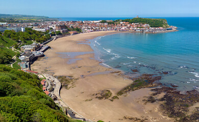 Wall Mural - Aerial view from South Cliff of Scarborough in North Yorkshire in the northeast of England.