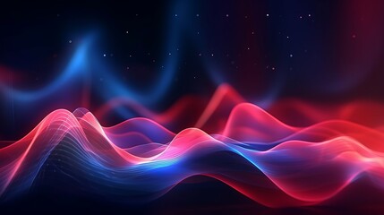 Wall Mural - abstract futuristic background with pink blue glowing neon moving high speed wave lines and bokeh lights. Data transfer concept Fantastic wallpaper, Generative AI