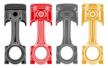 Set collection piston icon symbol. automotive engine vector Illustration