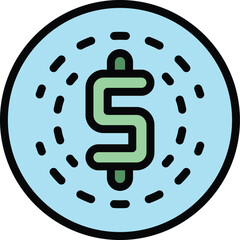 Poster - Dollar currency icon. Outline Dollar currency vector icon for web design isolated on white background color flat