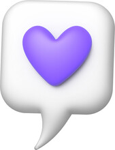 3d Speech Bubble With Purple Love Icon