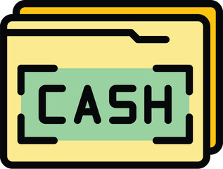 Poster - Pay cash icon. Outline Pay cash vector icon for web design isolated on white background color flat