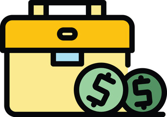 Poster - Suitcase dollar icon. Outline Suitcase dollar vector icon for web design isolated on white background color flat