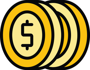 Poster - Dollar coins icon. Outline Dollar coins vector icon for web design isolated on white background color flat