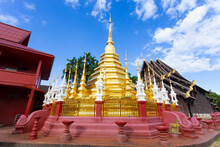 The Golden Pagoda Of Wat Pan Tao In Chiang Mai City, Thailand