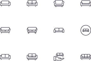 Canvas Print - Sofa concept. Sofa line icon set. Collection of vector signs in trendy flat style for web sites, internet shops and stores, books and flyers. Premium quality icons isolated on white background