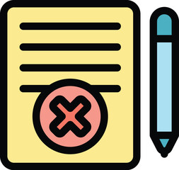 Poster - Blacklist reject document icon. Outline Blacklist reject document vector icon for web design isolated on white background color flat