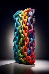 Aufkleber - A conceptual art sculpture installation that explores the concept of boundaries and physical limitations, using materials such as ropes, chains,  Generative AI technology.