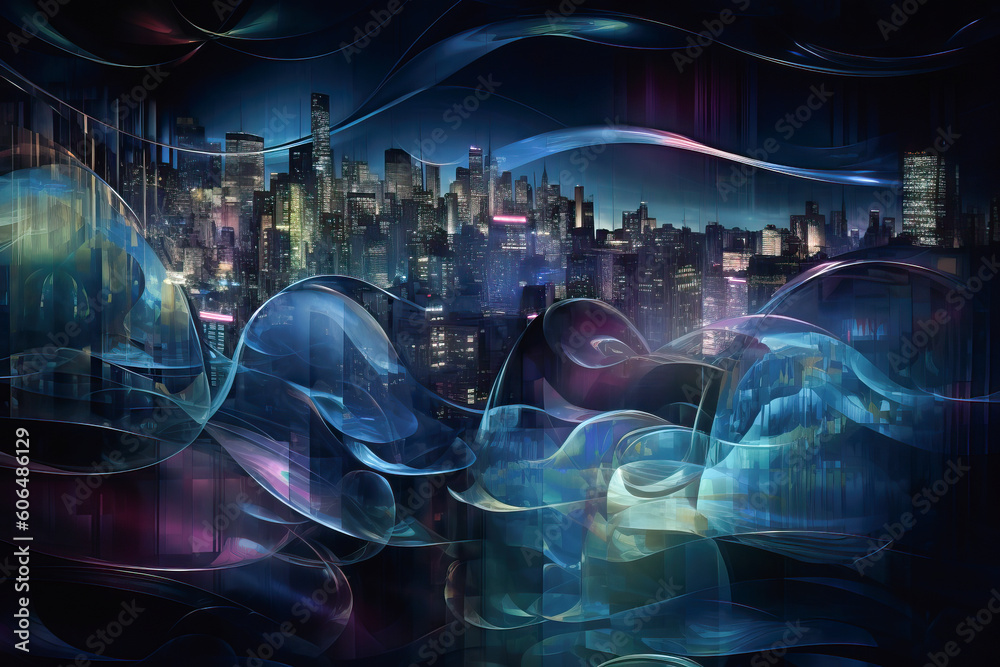 Generative AI illustration of abstract background of city with ...