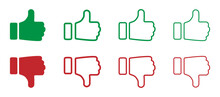 Thumb Up And Thumb Down Flat Vector Icons Collection Isolated  White Background
