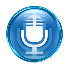 Microphone icon blue, isolated on white background