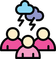 Poster - Group brainstorming icon. Outline Group brainstorming vector icon for web design isolated on white background color flat