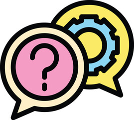 Poster - Brainstorming gear chat icon. Outline Brainstorming gear chat vector icon for web design isolated on white background color flat