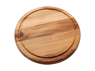 Wall Mural - Wooden cutting board isolated on a transparent and white background, top view. png