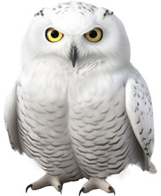 Snowy Owl Isolated On A White Background, Generative AI Animal
