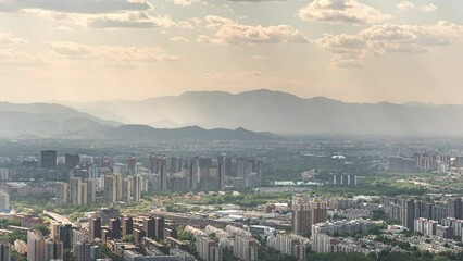 Wall Mural - Time-lapse photography of Beijing city Xishan city develops magnificently