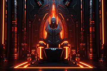 Futuristic pharaoh throne. Ai