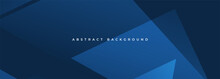 Blue Modern Abstract Wide Banner With Geometric Shapes. Dark Blue Abstract Background. Vector Illustration
