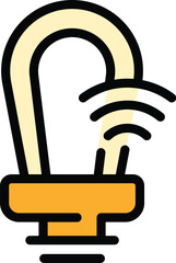Poster - Power smart lightbulb icon. Outline Power smart lightbulb vector icon for web design isolated on white background color flat