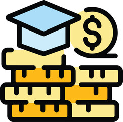 Poster - Financial graduation icon. Outline Financial graduation vector icon for web design isolated on white background color flat