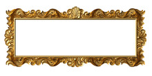 3d Illustration. Classic Gold Frame In The Baroque Style. Cover Or Postcard. Black Marble. Background