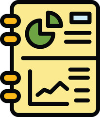 Poster - Financial planning chart notebook icon. Outline Financial planning chart notebook vector icon for web design isolated on white background color flat