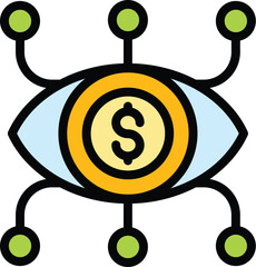 Poster - Financial planning eye icon. Outline Financial planning eye vector icon for web design isolated on white background color flat