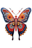 Fototapeta Motyle - A colorful butterfly on a white background. Generative AI.