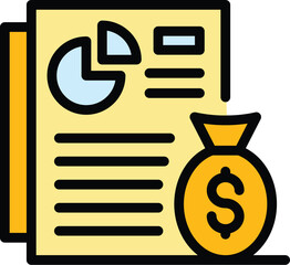 Poster - Financial planning document icon. Outline Financial planning document vector icon for web design isolated on white background color flat